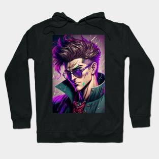 Anime Cool Guy with Glasses Hero Hoodie